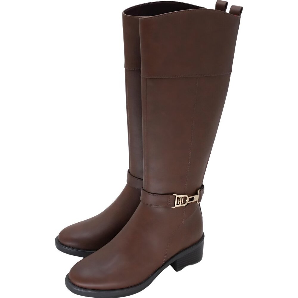 Tommy Hilfiger Women's Ionni Riding Boots Dark Natural 7 M - Picture 2 of 6